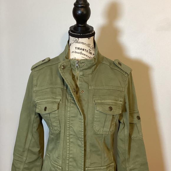 Kensie Jeans Womens Army Green Military Style Utility Soft Denim Jacket SZ SM - Picture 4 of 8